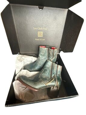 Bed Stu Celestine Western Boot Dark Teal Lux size 9